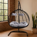 Black Rattan Effect Double Hanging Chair | Goa