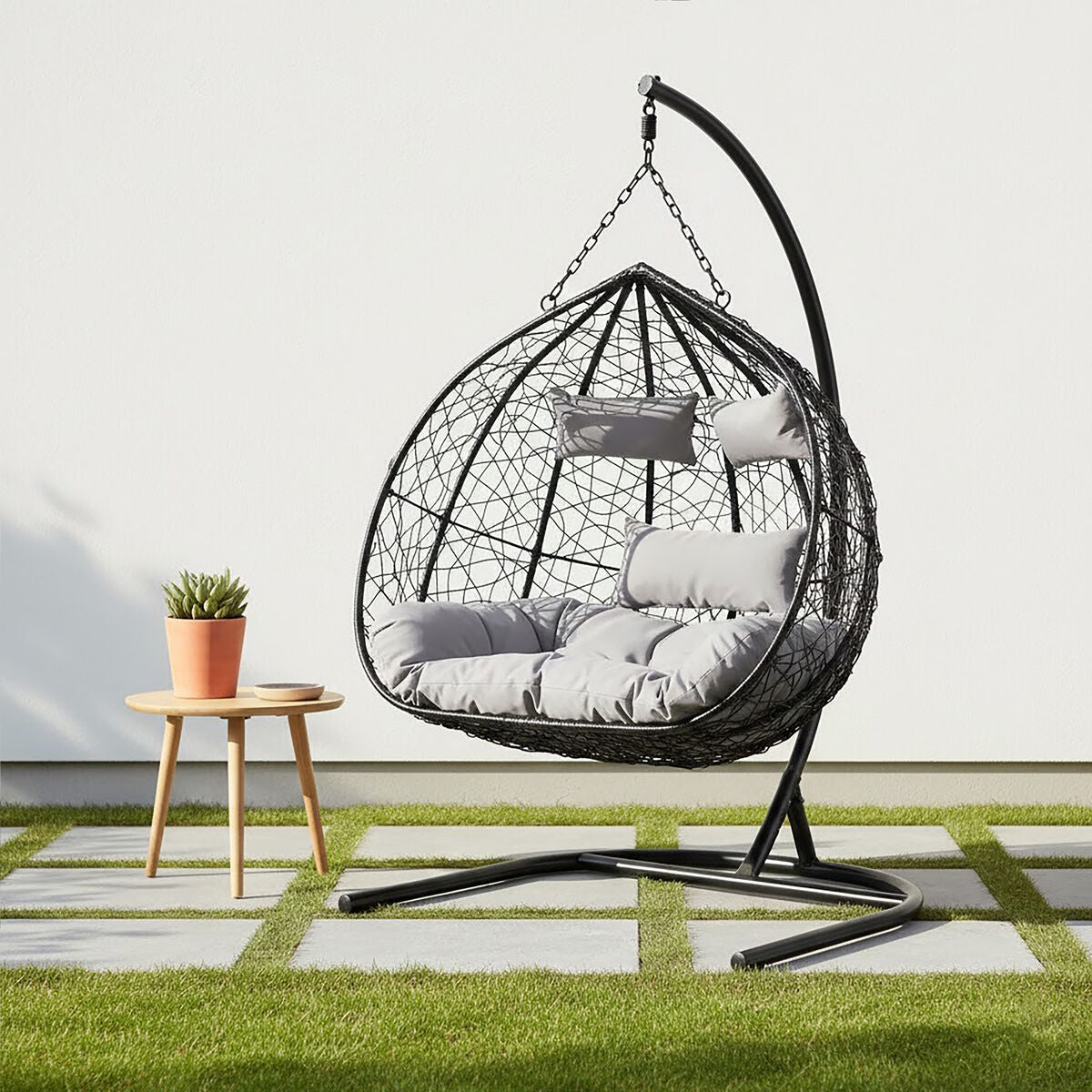 Black Rattan Effect Double Hanging Chair | Goa