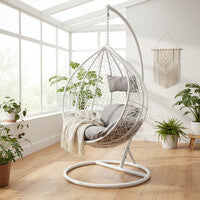 White Rattan Effect Hanging Chair | Goa
