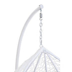 White Rattan Effect Hanging Chair with Grey Cushions | Goa