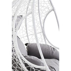 White Rattan Effect Hanging Chair with Grey Cushions | Goa