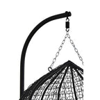 Black Rattan Effect Double Hanging Chair with Grey Cushions | Goa