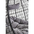Black Rattan Effect Double Hanging Chair with Grey Cushions | Goa