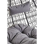 Black Rattan Effect Double Hanging Chair with Grey Cushions | Goa