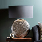 Small Hammered Chrome Finish Table Lamp | Evette