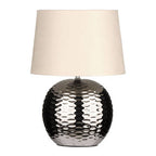 Dimple Effect Table Lamp in Chrome with Fabric Shade | Amiya