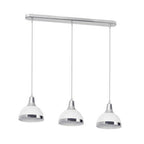 Three White and Chrome Shade Pendant Light | Vermont