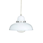 White Finish Pendant Light with Chrome Detail | Jasper