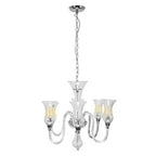 Glass And Chrome 6 Arm Chandelier | Abelia