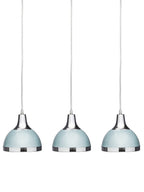 Three Shutter Blue and Chrome Shade Pendant Light | Vermont