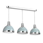 Three Shutter Blue and Chrome Shade Pendant Light | Vermont