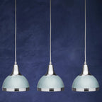 Three Shutter Blue and Chrome Shade Pendant Light | Vermont