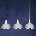 Three Shutter Grey and Chrome Shade Pendant Light | Vermont