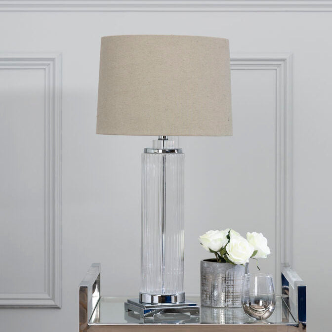Table Lamp With Stone Linen Shade | Alona