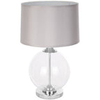 Small Clear Glass Table Lamp with Silver Silk Shade | Edna