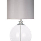 Small Clear Glass Table Lamp with Silver Silk Shade | Edna