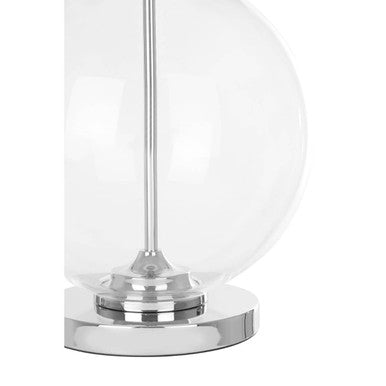 Small Clear Glass Table Lamp with Silver Silk Shade | Edna
