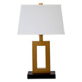 White Fabric Shade with Gold Finish Frame Table Lamp | Leora
