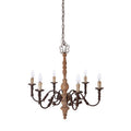 Wood and Metal 6 Arm Chandelier | Paulette