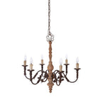 Wood and Metal 6 Arm Chandelier | Paulette