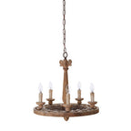 5 Arm Oak Wood Chandelier | Paxton