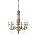 Carved Wooden 6 Arm Chandelier | Pavatti