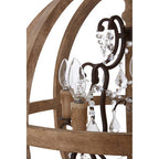5 Arm Metal and Oak Wood Orb Chandelier | Pia