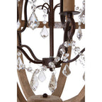 5 Arm Metal and Oak Wood Orb Chandelier | Pia