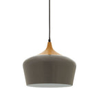 Grey Metal and Wood Effect Pendant Light | Blayne