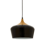 Black Metal and Wood Effect Pendant Light | Blayne