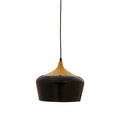 Black Metal and Wood Effect Pendant Light | Blayne