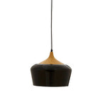 Black Metal and Wood Effect Pendant Light | Blayne