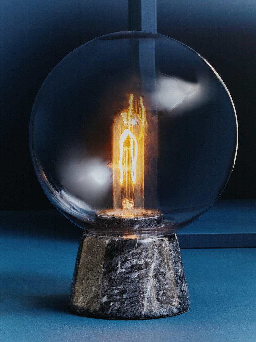 Globe Lamp with Black Marble Base | Lamonte