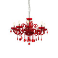 Morano 8 Bulb Red Crystal Glass Chandelier