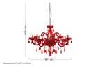 Morano 8 Bulb Red Crystal Glass Chandelier
