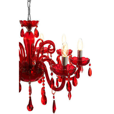 Morano 8 Bulb Red Crystal Glass Chandelier