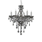 Morano 6 Bulb Smoked Crystal Glass Chandelier