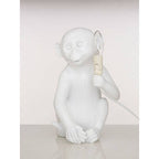 White Finish Monkey Lamp | Boho