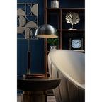 Antique Brass Finish Task Lamp with Wood Base | Sydnee