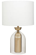 Clear Glass and Antique Brass Finish Metal Table Lamp | Sellis