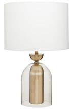 Clear Glass and Antique Brass Finish Metal Table Lamp | Sellis