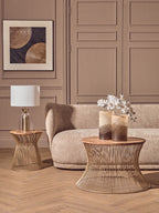 Clear Glass and Antique Brass Finish Metal Table Lamp | Sellis