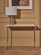 Clear Glass and Antique Brass Finish Metal Table Lamp | Sellis