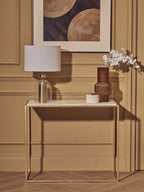 Clear Glass and Antique Brass Finish Metal Table Lamp | Sellis