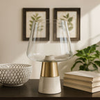 Table Lamp with Marble Base and Glass Shade | Sebah