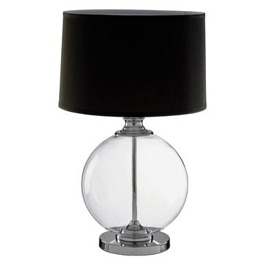 Small Glass Table Lamp with Black Silk Shade | Edna