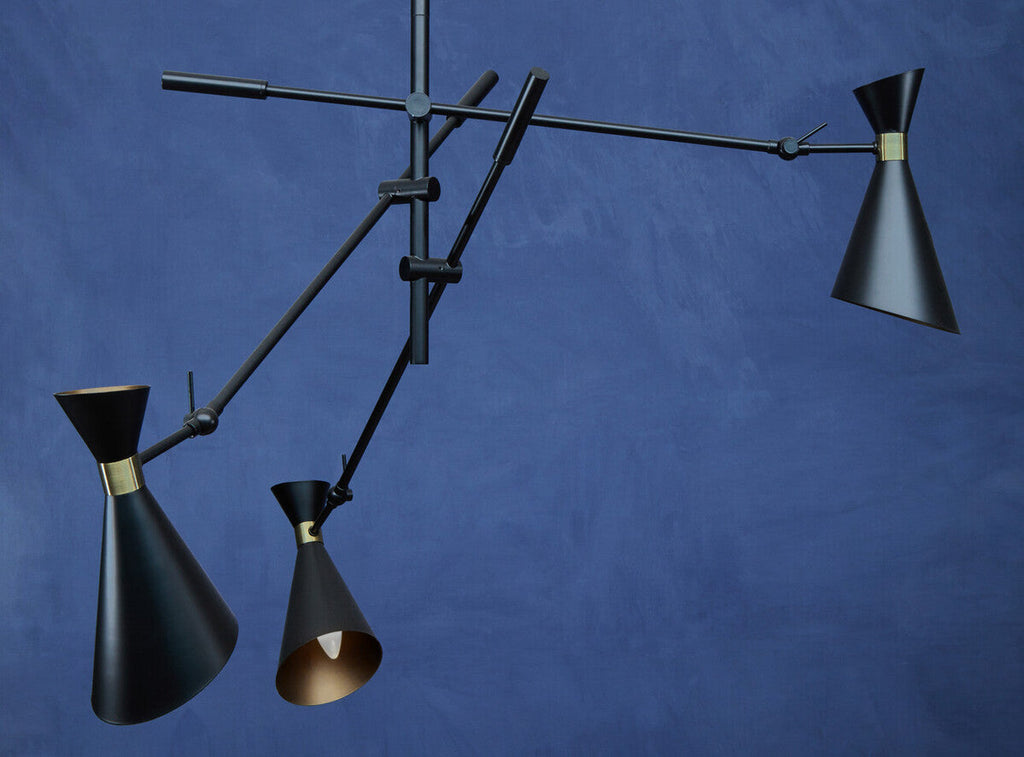 3 Shade Black and Gold Pendant | Linox