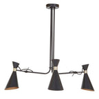 3 Shade Black and Gold Bent Arm Pendant | Linox