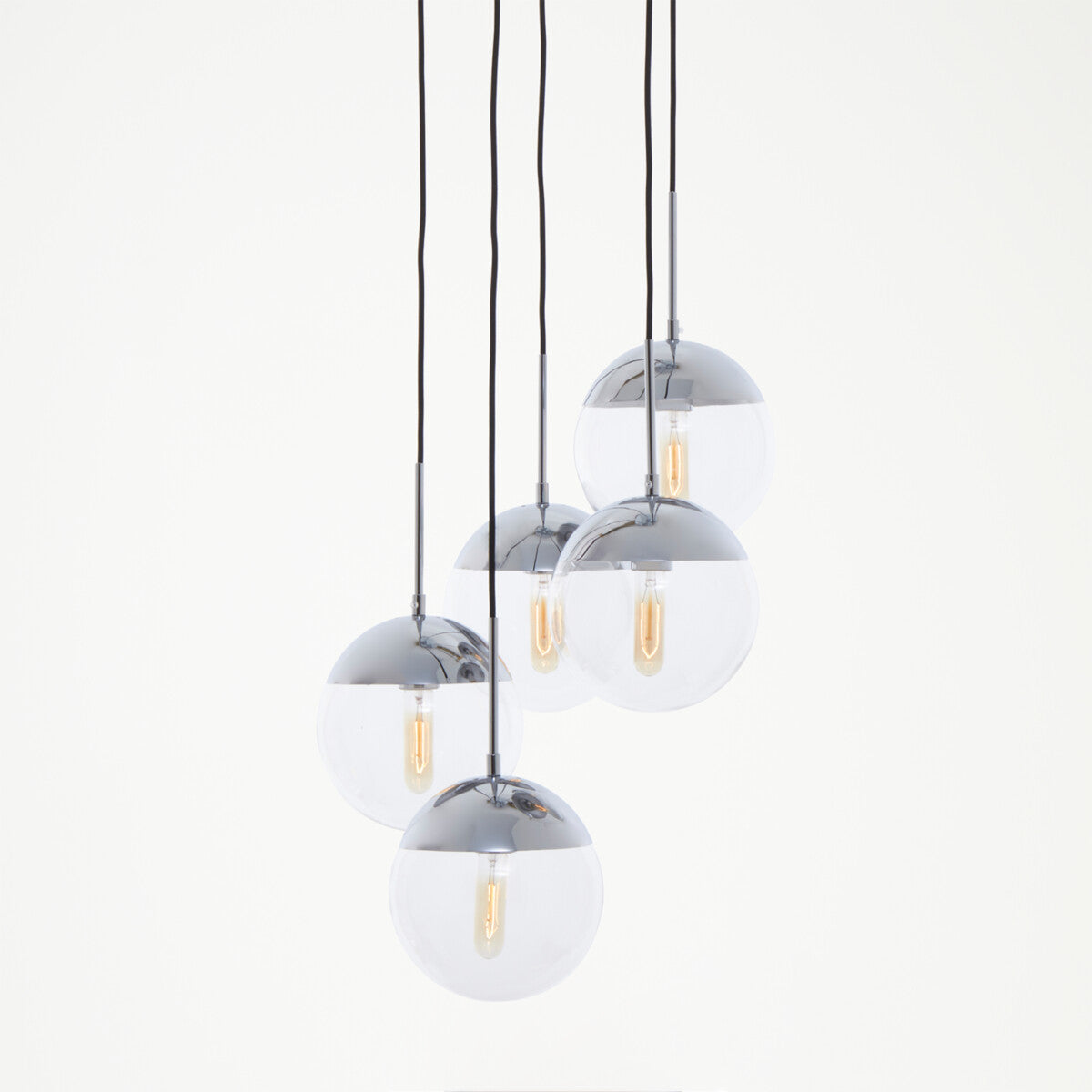 Chrome Finish Five Pendant Lights | Revive