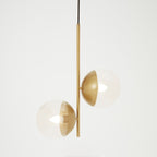 Gold Finish Pendant Light with Two Glass Shades | Revive